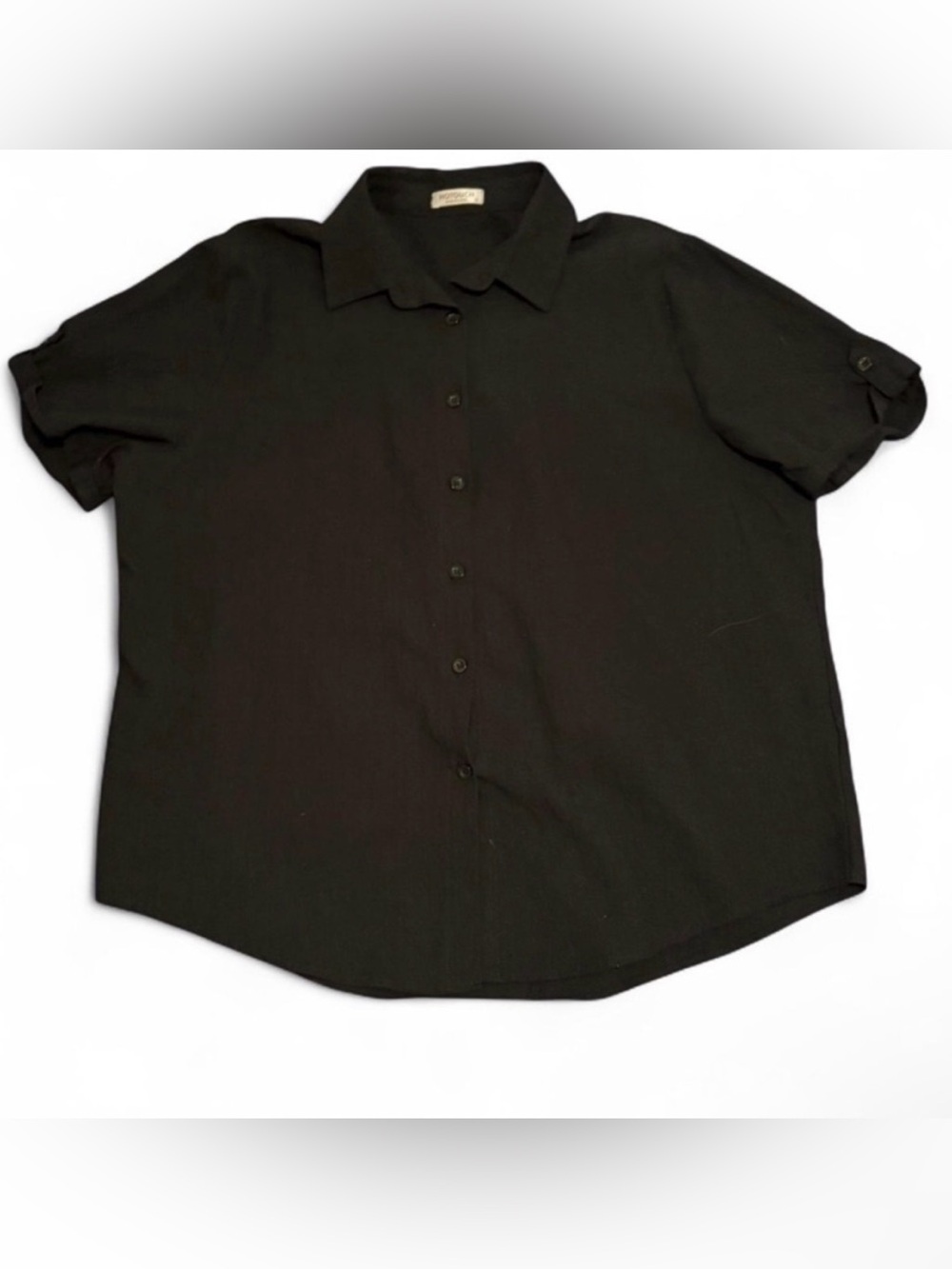 Black Button-Up Short Sleeve Shirt